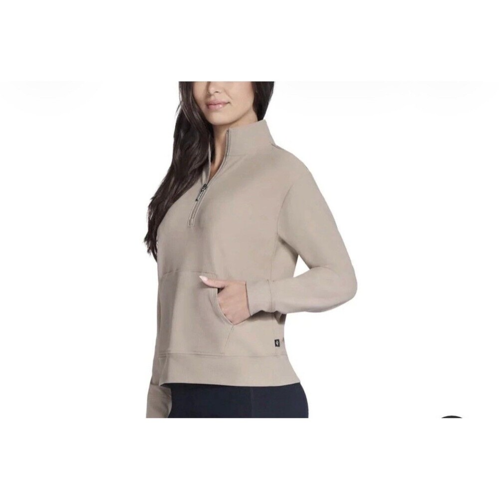 Skechers Women's Stretch Ribbed Quarter Zip‎ Pullover with Kangaroo Pocket L